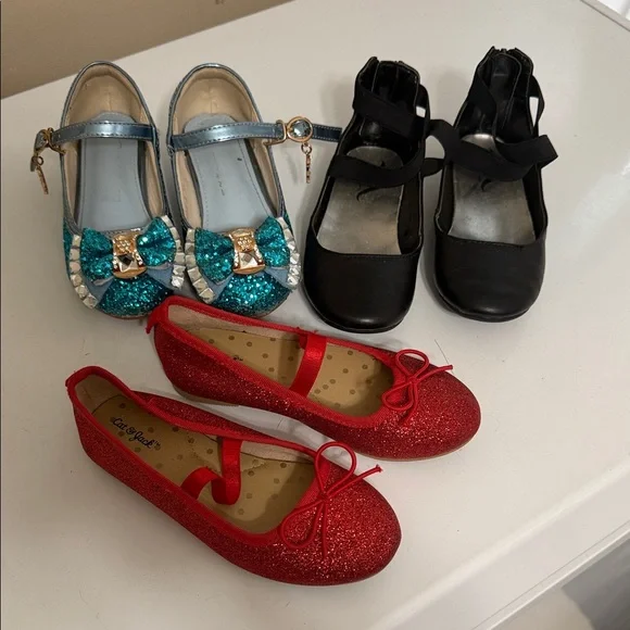 Red Glitter and Black Kids Shoes Set - Picture 1 of 4